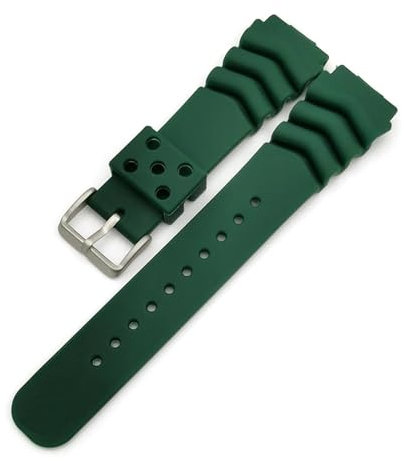MAMA'S PEARL Bracelet de montre de plongée universel adapté for Seiko 18mm 20mm 22mm, en caoutchouc de Silicone, étanche, bracelet de Sport, accessoires for hommes, bleu vert(Green,22mm)