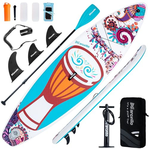 Paddle board, 10’6 x 33 x 6 Ultra-Wide Inflatable Paddle Board for Adults, Lightweight SUP Board with Backpack, Pump, Waterprrof Phone Case Repair Kit for Yoga, Fishing, Surfing