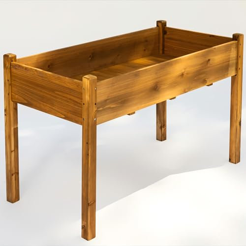 ScienGarden Hochbeet aus hochwertigem Tannenholz mit vier Beinen für Garten und Balkon, geeignet für den Innen- und Außenbereich, 124 x 59,5 x 76,2 cm