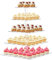 DAWOO 5 Tier Premium Square Acrylic Cake Display Stand for Wedding and Birthday Parties, Various Holiday Celebrations (Pink Lighting)