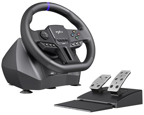 PXN V900 Gen2 Gaming Steering Wheel 270°/900° Dual Mode Rotation Magnetic Sensor PC Steering Wheel with RGB Pedals and Upgraded Type-C Interface Compatible with PC PS4 PS3 Xbox Series X|S Xbox One