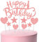 Happy Birthday Cake Topper Pink Glitter Cake Decorations Happy Birthday Cupcake Toppers for Party Decorations A8DGFXCP