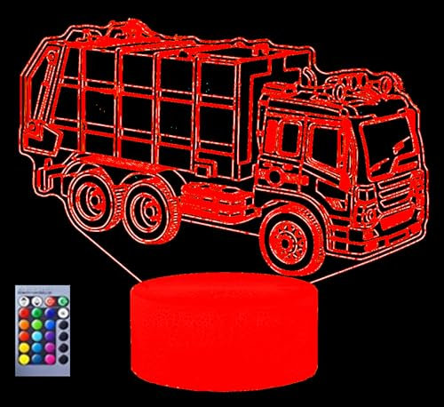 Jinson well 3D Feuerwehr Auto Lampe optische Illusion Nachtlicht, 16 Farbwechsel Tisch Schreibtisch Dekoration Lampen mit Acryl USB Kabel Spielzeug