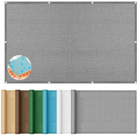 Sonnenschirm Segel Atmungsaktiv 150 x 150 cm HDPE Gewebe Wasserabweisend & Windabweisend Sonnenschutznetz Schattennetz für Balkon Garten, Grau