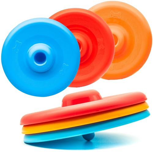 2x 9 Dog Flying Discs with Standing Grip Cone for Easy Pick-up - Lightweight, Saucer Ring - Interactive Pet Training Toys, Outdoor Fetch Play for Dogs, Exercise (Assorted (Pack of 2))