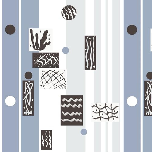 ICYEHAO Blue Striped Wallpaper, 44 x 500 cm Blue and White Geometric Wallpaper Abstract Lines Peel and Stick Wall Paper Self Adhesive Furniture Wrap for Living Room,Bathroom,Kitchen,Drawer,Cabinets