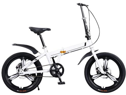 Unisex Klapprad Citybike Für Erwachsene Höhenverstellbares Scheibenbremsenfahrrad Für Stadt Und Camping Pearl White,20