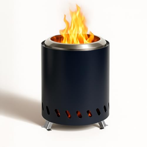 Tragbare Tisch-Feuerstelle, mit 4 Teleskop-Grillgabeln, Mini Edelstahl Feuerstelle Rauchfrei, Betrieben mit Pellets oder Holz, Ideal für Outdoor Camping(Black)