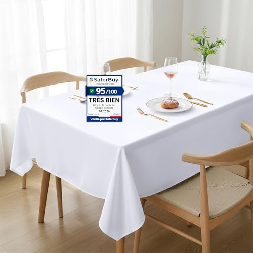 Utopia Kitchen Mantel de Poliéster 150 x 300 cm (Pack de 1, Blanco) Cubierta de Mesa Lavable a Máquina Ideal para Fiestas, Eventos, Bodas y Restaurantes (59 x 118 Pulgadas)