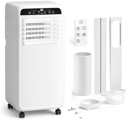 DollarDash Climatizzatore portatile 7000 BTU 3-in-1 fino a 25 m²: raffreddamento, ventilazione e deumidificazione. Con telecomando, kit installazione, timer 24h e funzionamento silenzioso