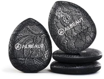 ALBEAUT Mini Cushion Puff, 4PCS Finger-Fit Teardrop Makeup Applicator for Concealer, Cream Blush & Highlighter, Precision Detail Puff for Under Eye & Nose