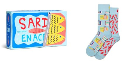 Happy Socks 2-Pack Sardines Gift Set Baumwolle Socken Damen Herren Hellblau 41-46