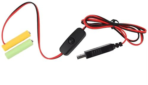 5W USB To 3V (2x1.5V 2xAAA) LR03 AAA Dummy Battery Eliminators Substitute Cable With On/Off Switch For String Lights, Christmas Lights, Toys - USB to AAA