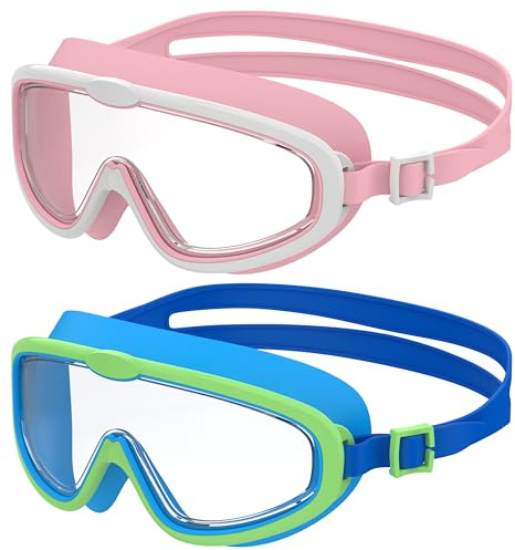 Seaflar 2Pcs Occhialini da Nuoto Montatura Ampia per Bambini dai 3 ai 14