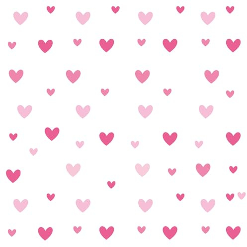 102 Stück Wandsticker für Kinderzimmer in Herzform, Abnehmbare & Dekorative Wandaufkleber als Wanddeko für Babyzimmer, Mädchen und Jungen (Design: Rosa Herzen)