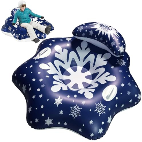 Takingup Snow Tubes, robuster 43-Zoll-aufblasbarer, verdickter Schneeschlitten mit Rückenstütze und Griff für Kinder und Erwachsene, Winter im Freien, Schlitten