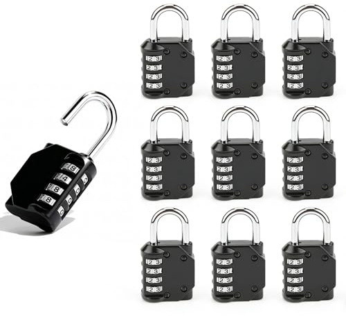 Zedelmaier 10er-Pack Schloss mit Zahlencode 4-stelliger Zahlenschloss Vorhängeschloss Zurücksetzbar Zahlenschloss Leichtes & Robustes Schloss für Arbeitsschränke, Werkstatt und Lager Spinde