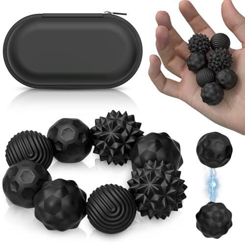8 Magnetische Fidget Toys Silikon Magnetkugeln Anti-Stress Bälle Spielzeug | Erwachsene, Sensorische Magnetische Kugeln Set, Sensory Toy, Anti-Stress Fidget Toys für Angst Schwarz