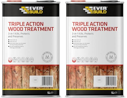 Everbuild LJUN05 Triple Action (Kills, Protects and Preserves) Wood Treatment, Clear, 5 Litre (Pack of 2)