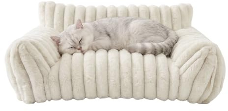 Panier Orthopédique pour Chat,Lit Chien Peluche de lapin,60x45x20cm