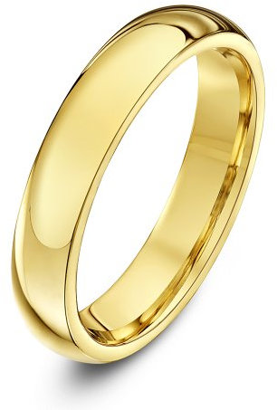 Theia Unisex Ehering 9 Karat Gelbgold, Sehr Massive Ovale Form, poliert, 4mm - Größe 53 (16.9)