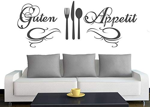 A572 Wandtattoo Guten Appetit 90cm x 35cm anthrazit (erh. in 40 Farben und 3 Größen)