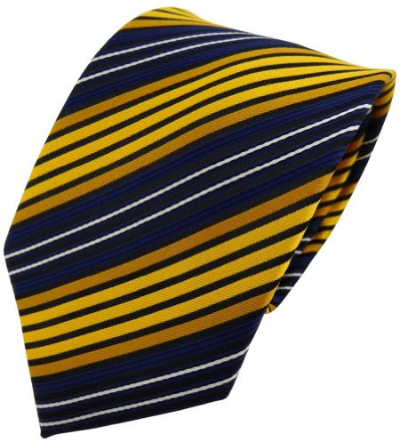 TigerTie Designer Krawatte in gelb dunkelgelb blau schwarz gestreift