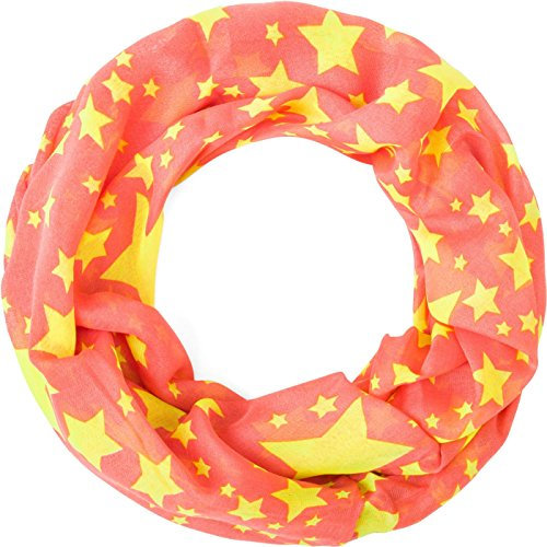 Compagno Damen Schal Loop mit Sternen oder Glitzer mit Farbverlauf Damenschal Schlauchschal Loopschal, SCHAL Farbe:Orange