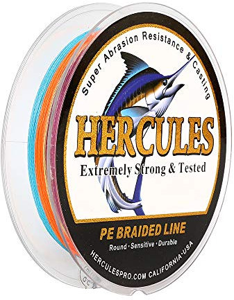 Hercules Super Strong 300M 328 Yards Braided Fishing Line 40 LB Test for Saltwater Freshwater PE Braid Fish Lines 4 Strands - Multicolor, 40LB (18.1KG), 0.32MM