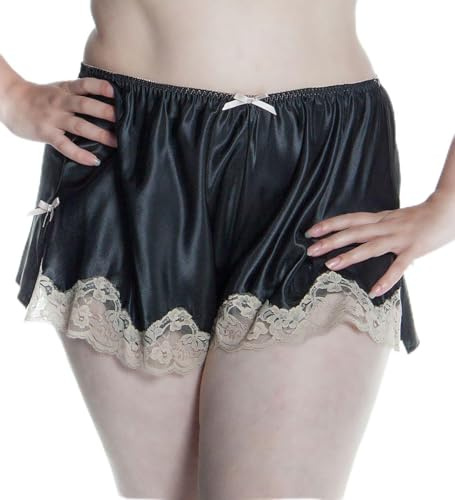 Vx Intimate Women's Silky French knicker with Lace #8190/X (S-3X) (3X, Black)