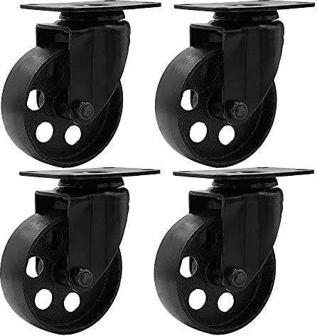 FactorDuty FactorDuty 4 All Black Metal Schwenkscheiben-Lenkräder Schwerlast High-Gauge-Stahl (3 ohne Bremse)