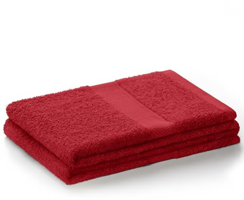 Serviette de Bain 50x100 cm Coton Bambou Viscose Rouge Foncé Bordeaux Absorbant Antibactérien Bamboo Bamby