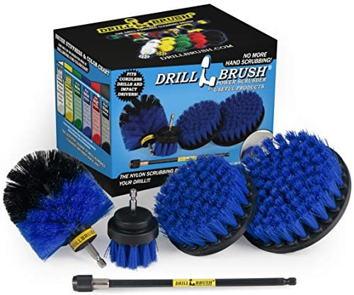 Accessoires de bateau - Piscine - Kit de récurage brosse bleue moyenne avec rallonge - Coque, terrasse, fibre de verre, gelcoat, tapis, sièges - Doublures en vinyle pour spa, glissières