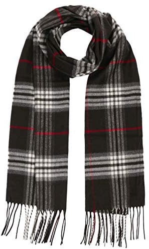 Lipodo Karo Cashmink Winterschal für Damen/Herren (30 x 180 cm) - Karoschal Made in Germany - Hautfreundlicher Fransenschal - Schal mit Fransen Herbst/Winter schwarz