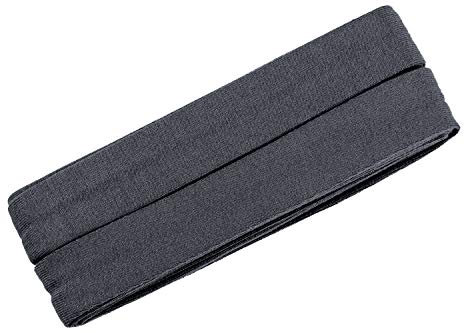 Zierstoff einfach nähen Unifarbenes Schrägband, Jersey, vorgefalzt, 20 mm breit - 2 Packungen á 3 Meter, Dunkelgrau Melange