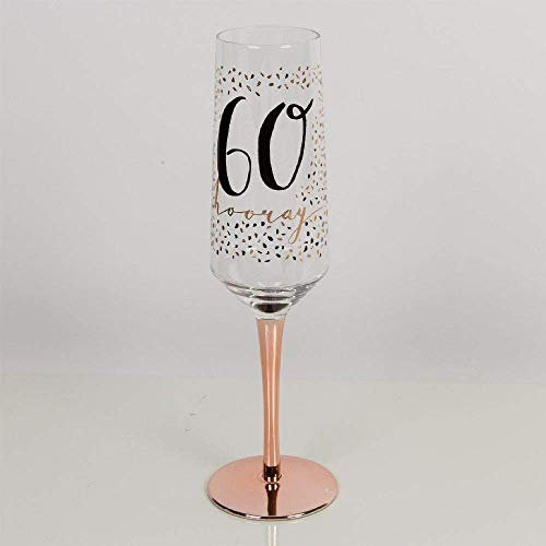 Widdop and Co Hotchpotch Luxury Champagne Prosecco Flute Glass Rose Gold Stem 60th Birthday
