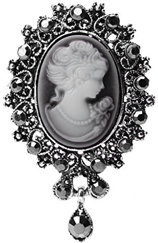 Chiic Femmes Fille Camée Victorien Broche Echarpes Boucle Fermoir châle Broches Corsage Accessoires de Robe, Convient pour jour de Noël, Saint Valentin, Anniversaire, Fête (Argent)