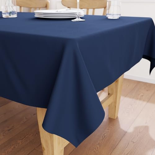 Encasa XO Baumwoll-Canvas-Tischdecke | Scotch Blue Einfarbig | Rechteckige Größe 140x180 cm | Esstischdecke zur Dekoration – maschinenwaschbar