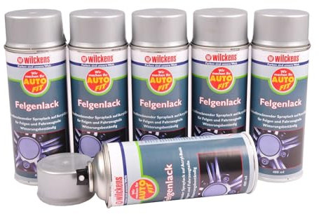 Wilckens 6X Auto Fit Spray 400ml Rostschutz Haftgrund Felgen Lack Zink Alu Spray, Farbton:Felgen-Lack Silber
