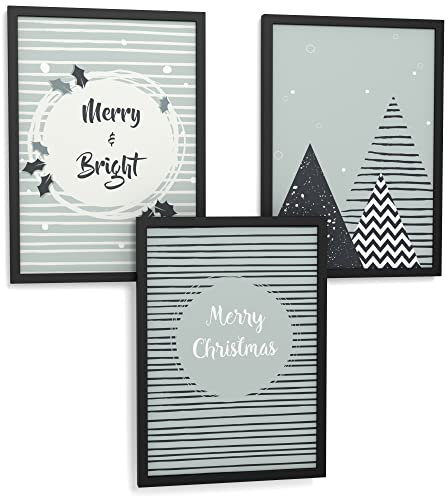 Papierschmiede® XMAS Poster 3er Set, A4 (21x30 cm) Deko mit Spruch zu Weihnachten, Wohnzimmer Wanddeko, Schlafzimmer, Küche Dekoration ohne Rahmen, Merry and Bright