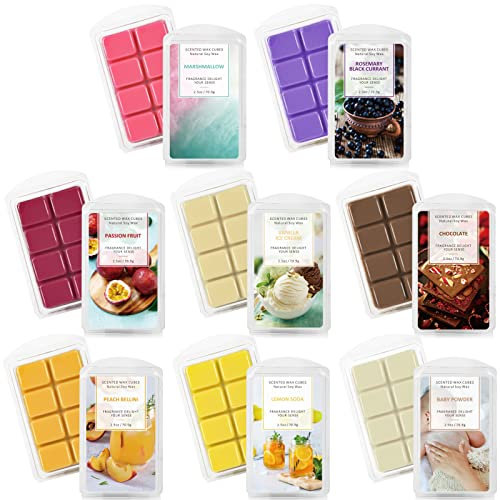 Duftwachswürfe, Duftwachs, Wachswürfel, Wachstörtchen - 100% natürliches Soja - Stark Duftend & Lang Anhaltend, Heimdekoration, für Muttertag, Weihnachten, SPA, Aromatherapie, 8 Düfte x 70,9g