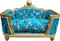 Harald Glööckler Pompöös by Casa Padrino Luxus Barock Hunde & Katzenbett Deluxe Türkis Bouquet Muster/Gold