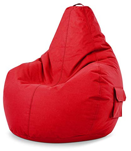 Green Bean Sitzsack mit Rückenlehne 80x70x90cm - Gaming Chair mit 230L Füllung Kuschelig Weich Waschbar - Bean Bag Bodenkissen Lounge Chair Sitzhocker Relax-Sessel Gamer Gamingstuhl Rot