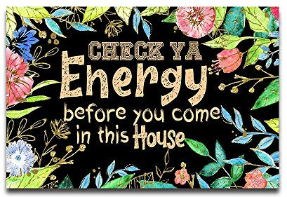 ZKSMYX Fußmatte mit Aufschrift „Check Ya Energy Before You Come in This House“ (in englischer Sprache), lustige Fußmatte für Hauseinweihungsgeschenk, Monogramm-Fußmatte, Gummi, 60 x 40 cm