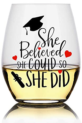 Perfectinsoy Weinglas mit Aufschrift She Believed She Could so Did, inspirierende Geschenke für Frauen, Glückwünsche, College-Geschenke Mädchen, neuer Job-Geschenke Chef, Erntedank-Geschenke