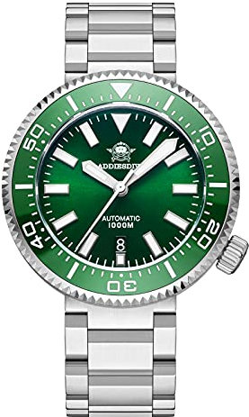 ADDIESDIVE taucheruhr Herren NH35A Automatik Automatikuhr 100bar wasserdicht Armbanduhren Mit Saphirglas Edelstahlarmband (Green)