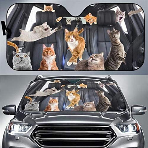 Belidome Parasoles de coche con diseño de gato animal para parabrisas delantero que mantienen el interior fresco, se adapta a la mayoría