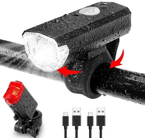 LED Fahrradlicht Set StVZO Zugelassen Fahrrad licht Fahrradbeleuchtung USB Aufladbar Fahrradlicht Vorne & Rücklicht IPX6 Wasserdicht Fahrradlichter LED Fahrradleuchtenset Fahrradlampe
