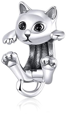 TIZU Katzen-Charm Silber 925, Charms Anhänger für Armband Geschenke für Damen Mädchen