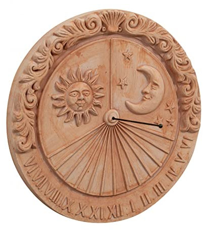 Biscottini Reloj Solar de Terracota L53xPR6xH53 - Decoracion de Jardin - Decoracion Salon - Decoración hogar - Figuras Decorativas Modernas Salon - Reloj Pared Grande